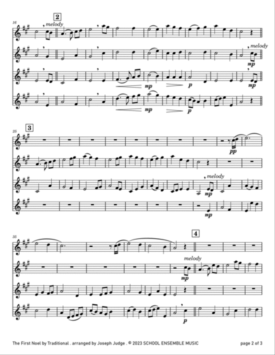 The First Noel for Clarinet Quartet in Schools Clarinet Quartet scores gallery preview page 2