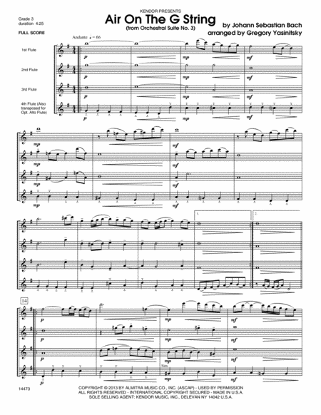 Air On The G String (from Orchestral Suite No. 3) - Full Score