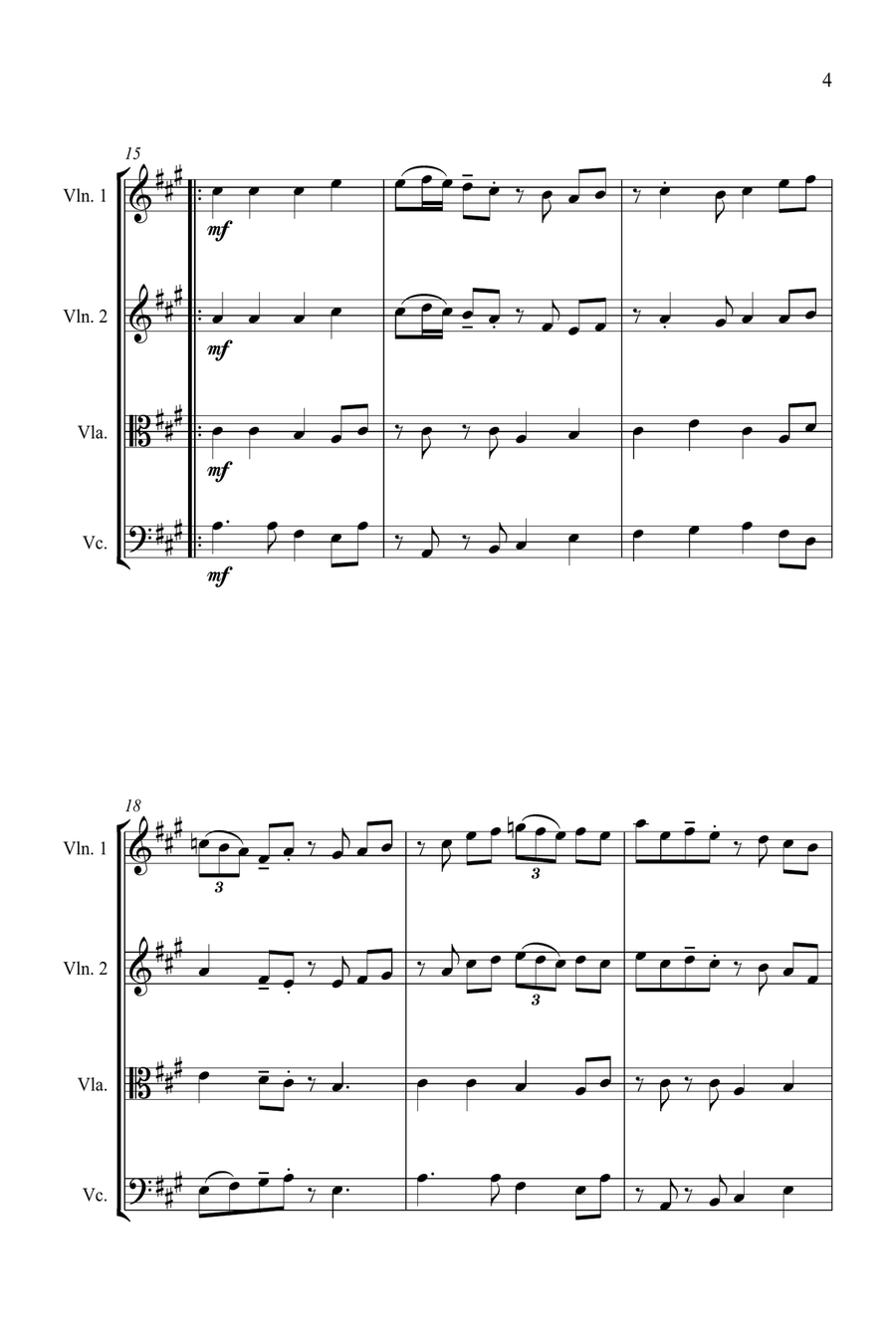 Angels We Have Heard on High - Jazz Carol for String Quartet String Quartet scores gallery preview page 5