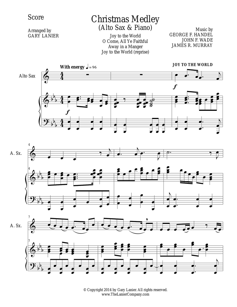 CHRISTMAS JOY MEDLEY (Alto Sax/Piano and Sax Part) Alto Saxophone scores gallery preview page 1