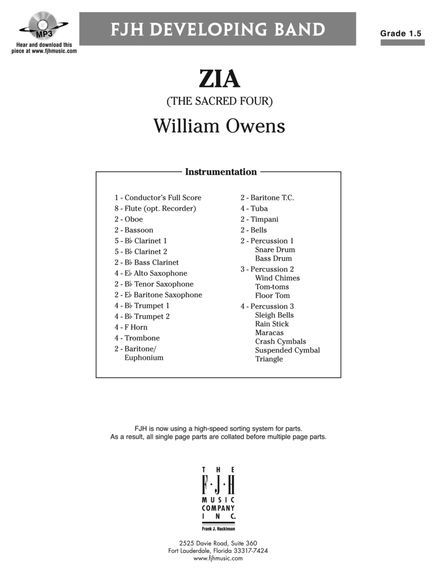 Zia: Score Zia: Score Concert Band scores gallery preview page 1