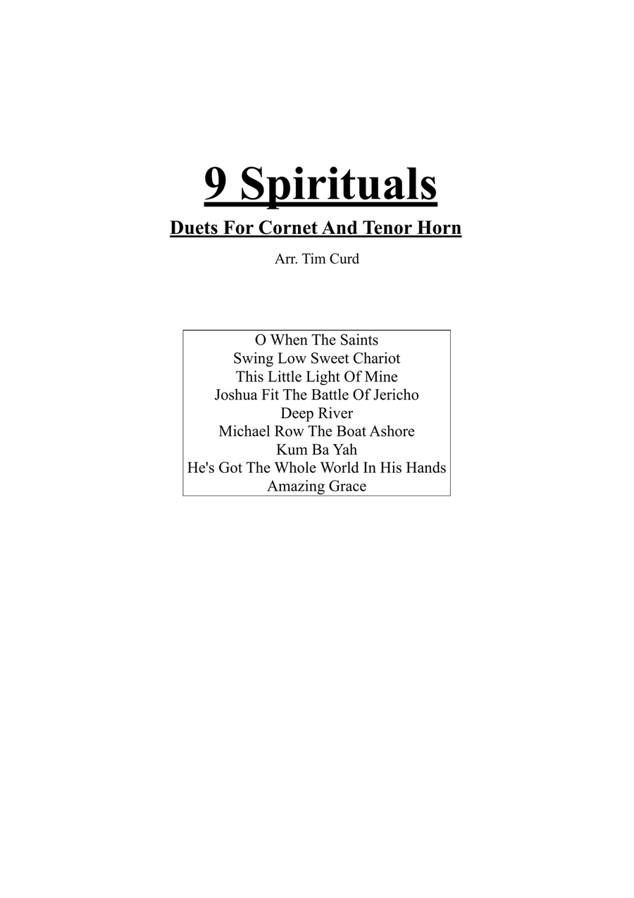 9 Spirituals, Duets For Cornet And Tenor Horn 9 Spirituals, Duets For Cornet And Tenor Horn Brass Duet scores gallery preview page 1