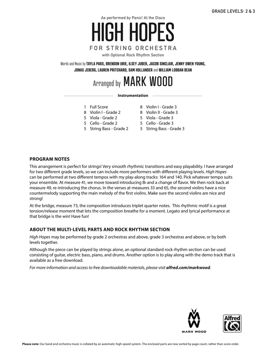 High Hopes: Score String Orchestra scores gallery preview page 1