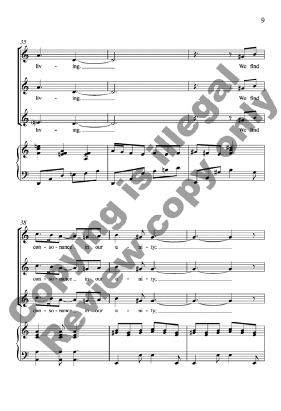 The Music of Being (Piano/Choral Score) SSA scores gallery preview page 9