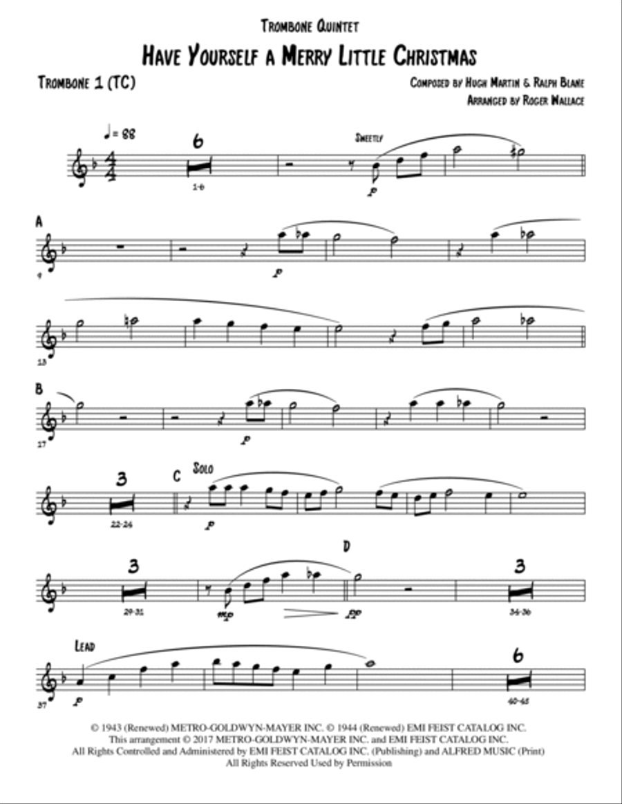 Have Yourself A Merry Little Christmas from MEET ME IN ST. LOUIS Trombone scores gallery preview page 6