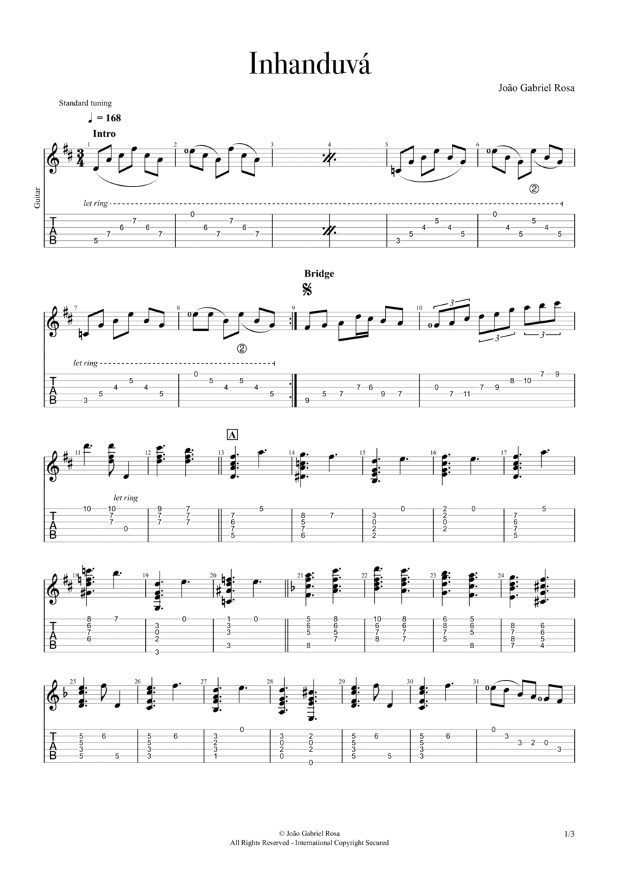 Inhanduva (Guitar Solo) Guitar Tablature scores gallery preview page 1