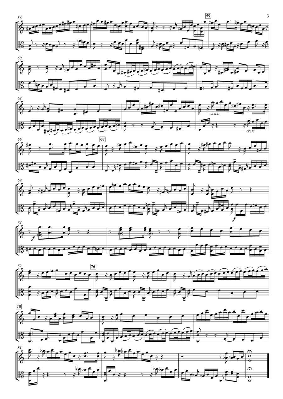 Toccata, Adagio and Fugue in C, BWV 564 for Violin & Viola Viola scores gallery preview page 3