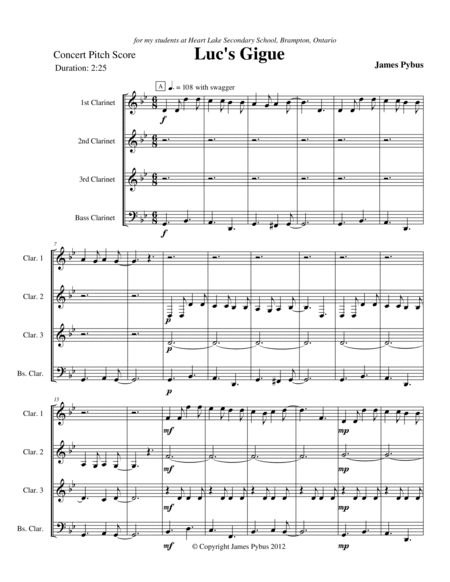 Luc's Gigue (Clarinet Quartet version) image number null