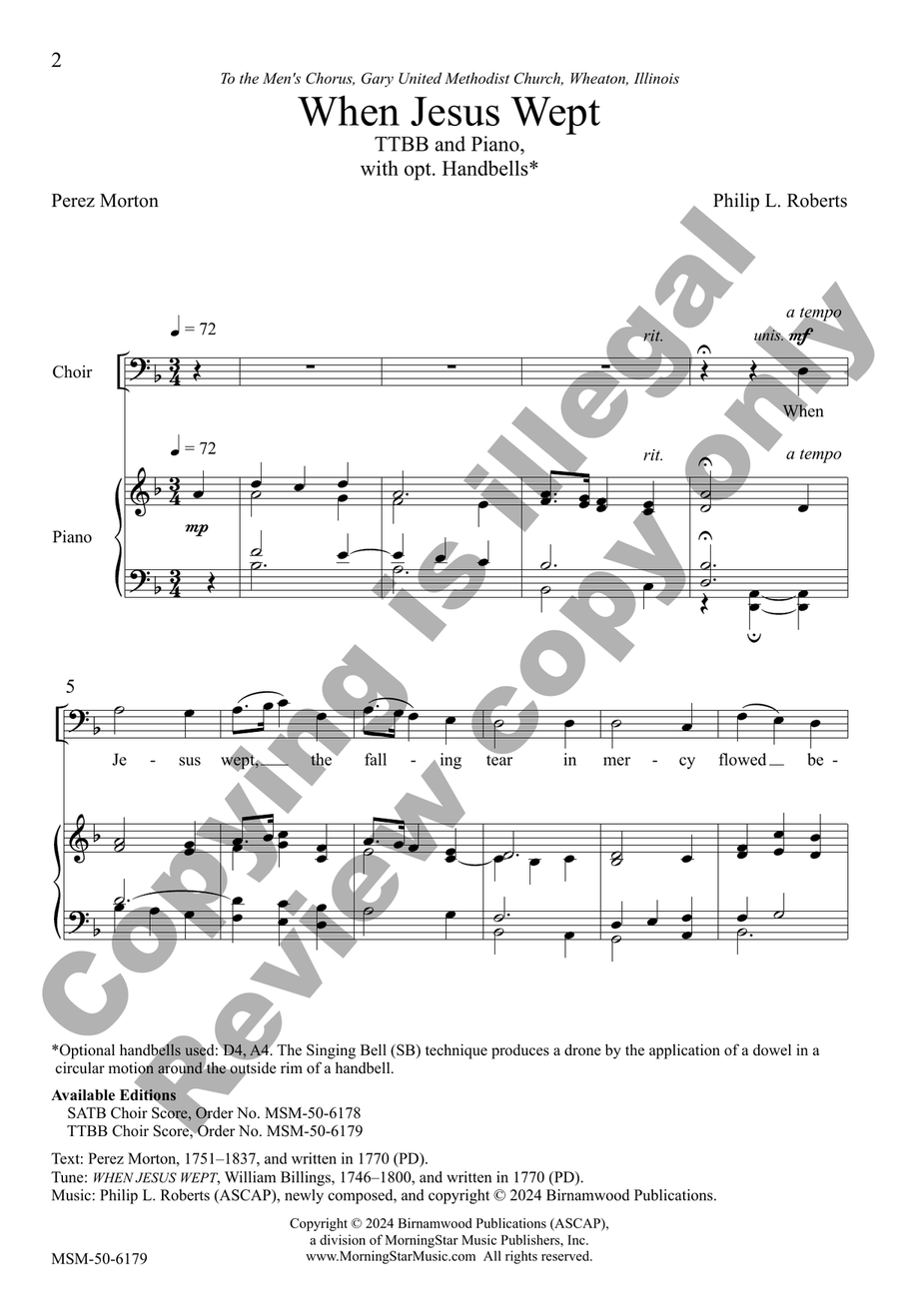 When Jesus Wept TTBB scores gallery preview page 2