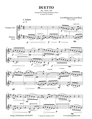 CPE Bach: Duetto Wq. 140 for Trumpet & Baritone Horn