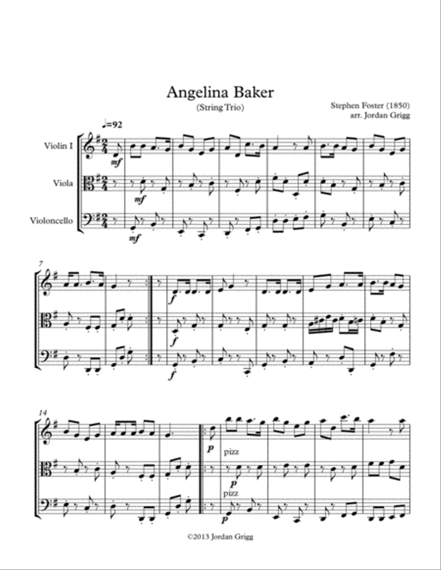 Angelina Baker (String Trio) String Trio scores gallery preview page 1