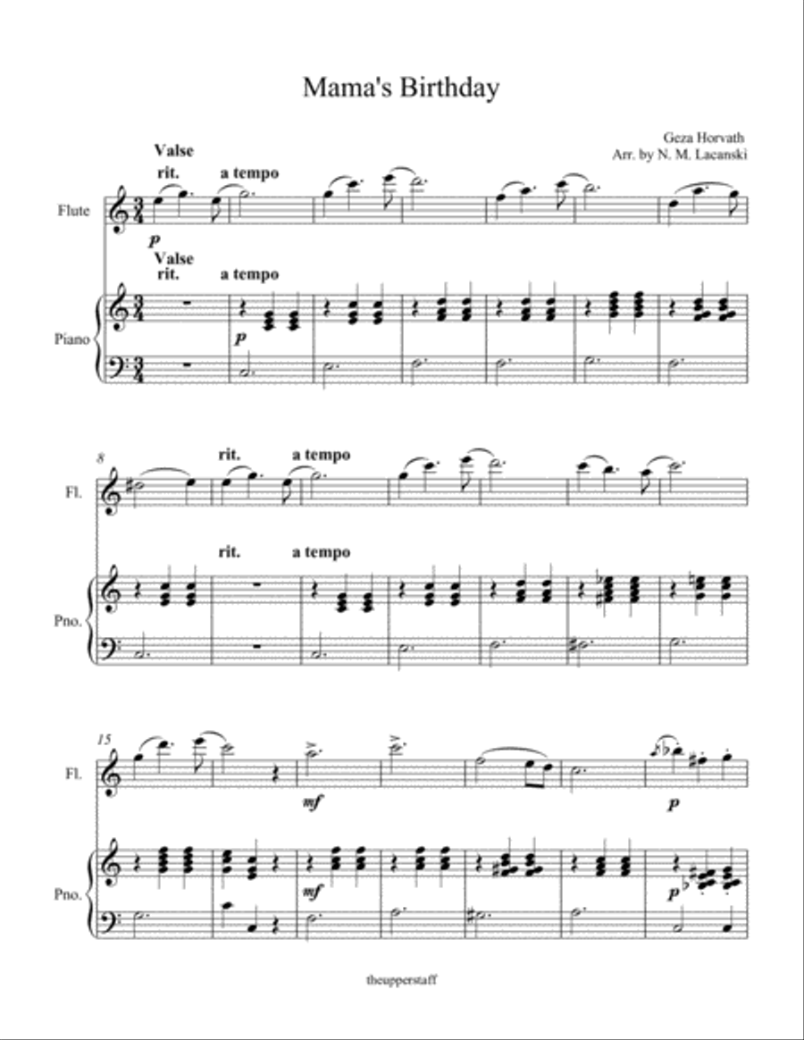 Mama's Birthday Flute Solo scores gallery preview page 1