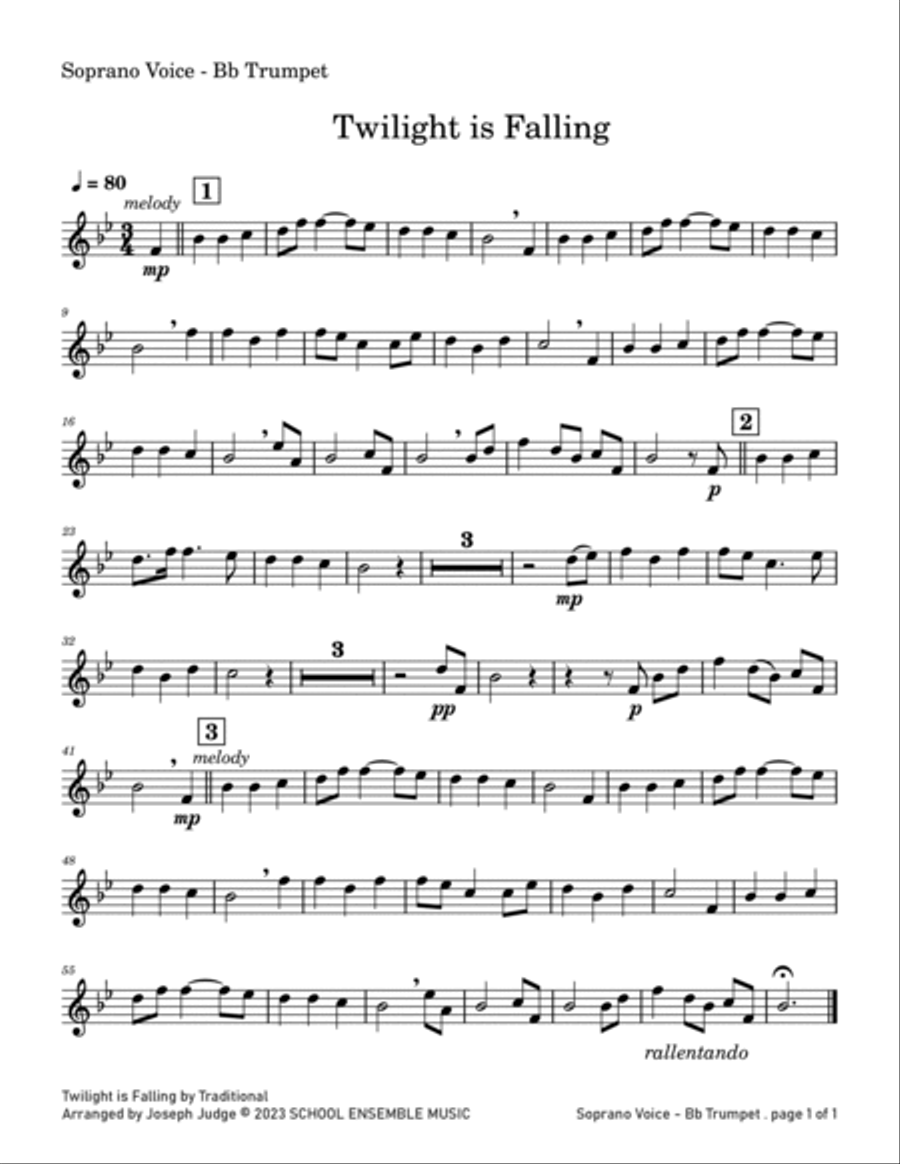 Twilight Is Falling for Brass Quartet in Schools Brass Quartet scores gallery preview page 5