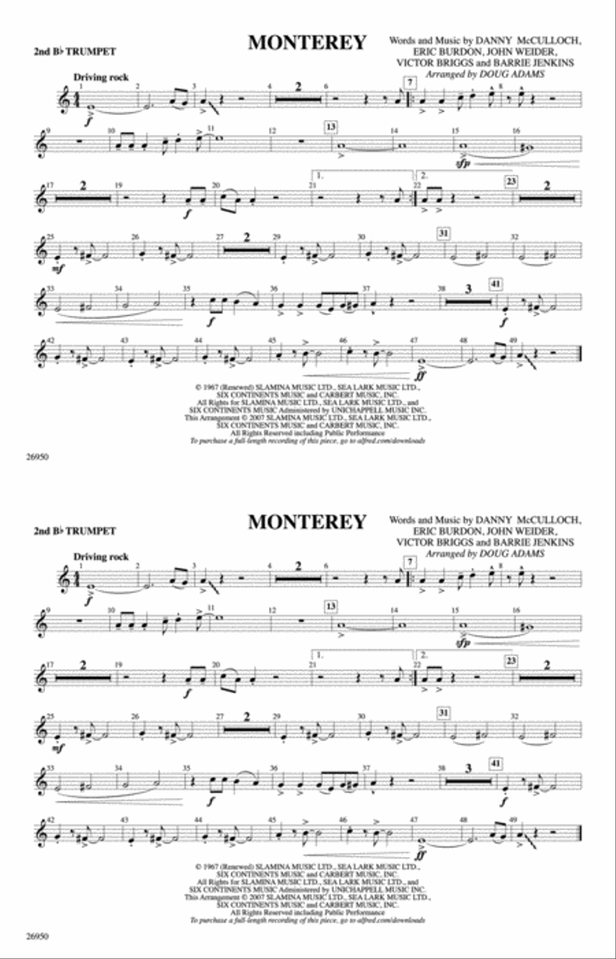 Monterey: 2nd B-flat Trumpet Marching Band scores gallery preview page 1