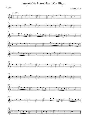 Angels We Have Heard On High VIOLIN SOLO Sheet Music