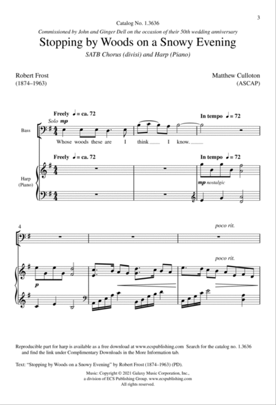 Stopping by Woods on a Snowy Evening Divisi scores gallery preview page 2