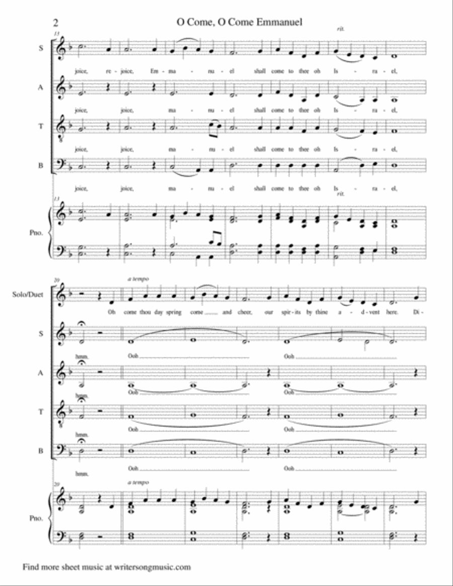 O Come, O Come Emmanuel - Acapella SATB Choir 4-Part scores gallery preview page 3