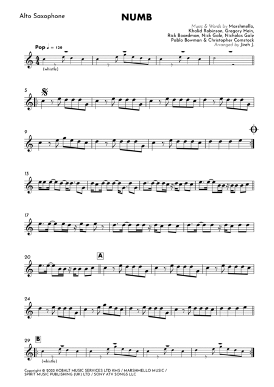 Numb Alto Saxophone scores gallery preview page 2