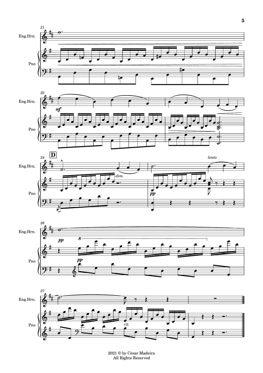 The Swan (Le Cygne) by Saint-Saens - English Horn and Piano (Full Score and Parts) English Horn scores gallery preview page 6