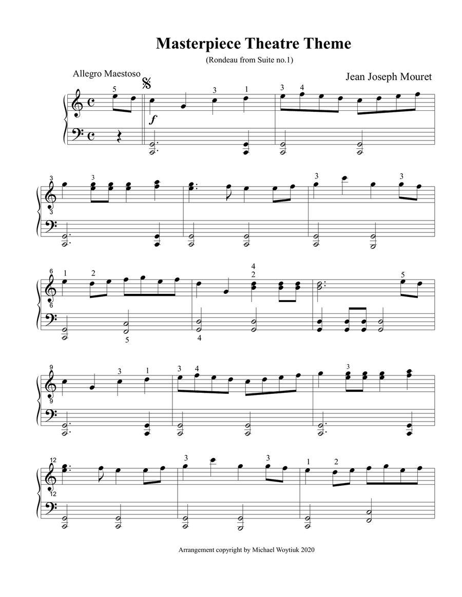 Masterpiece Theatre Theme Piano Solo scores gallery preview page 1