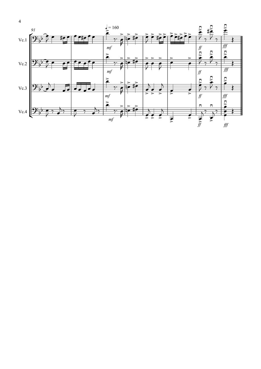 Hungarian Dance No.5 for Cello Quartet Cello Solo scores gallery preview page 4