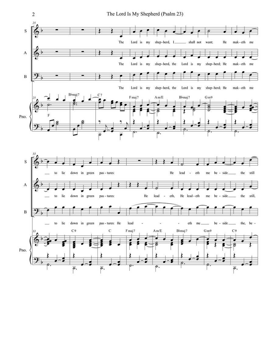 Psalm 23 (theme From The Vicar Of Dibley) 3-Part scores gallery preview page 2