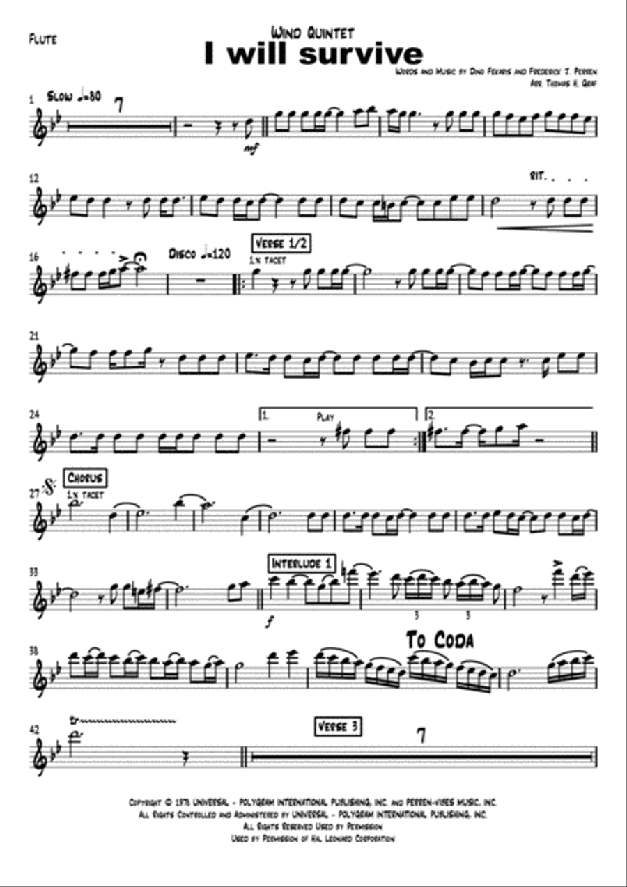 I Will Survive Woodwind Quintet scores gallery preview page 6