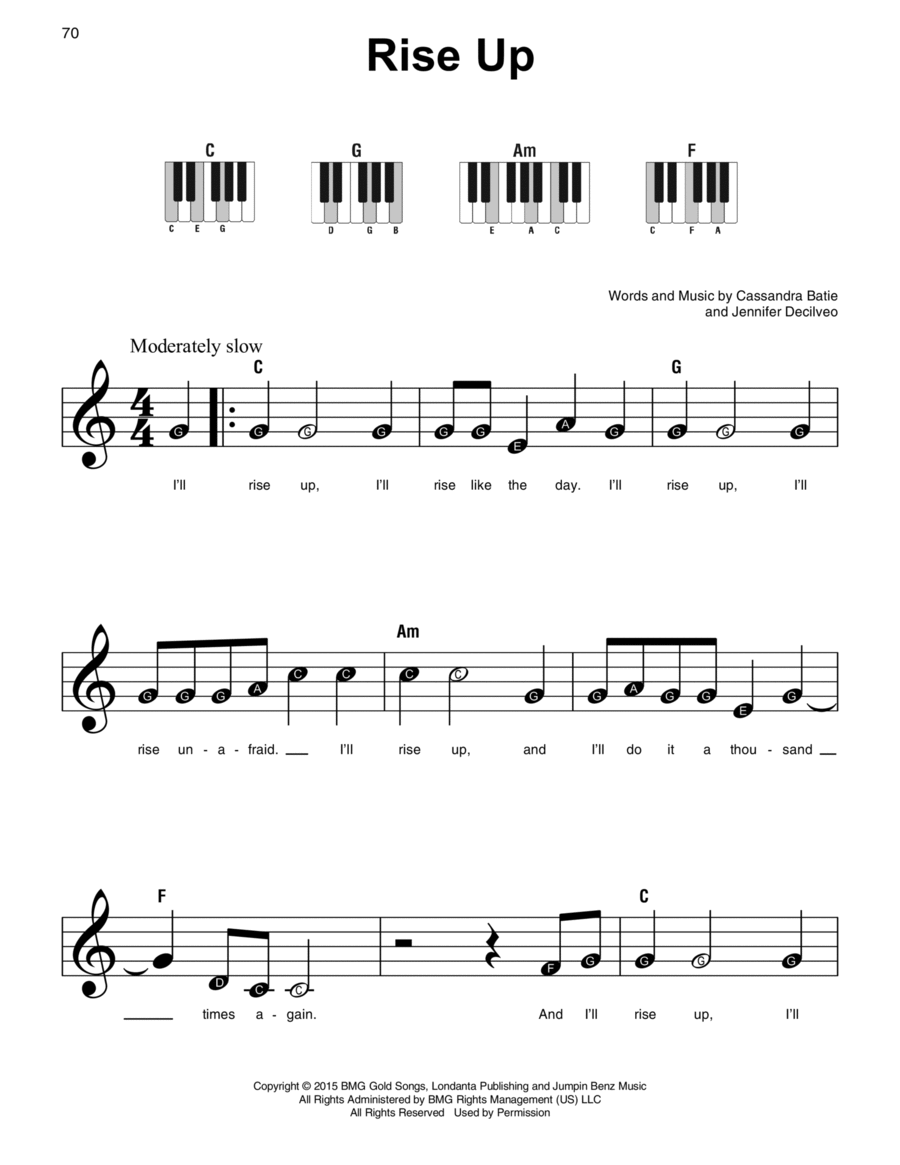 Rise Up Easy Piano scores gallery preview page 1