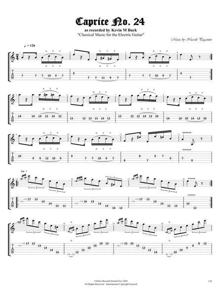 24 Caprices for Violin, Op. 1: No. 24 in A Minor (Arr. for Electric Guitar by Kevin M Buck) image number null