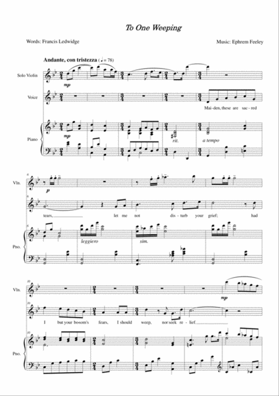 Two Ledwidge Songs Small Ensemble scores gallery preview page 2