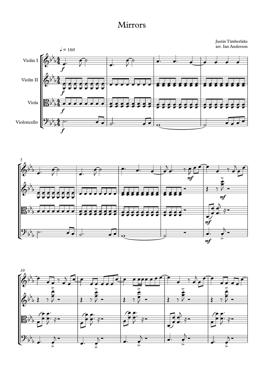 Mirrors String Quartet scores gallery preview page 1