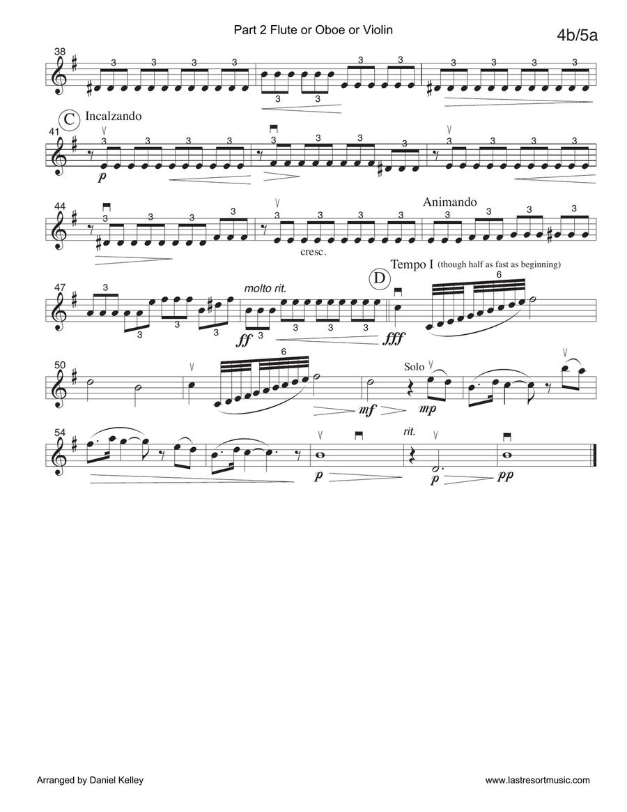 Pas de Deux from the Nutcracker for String Quartet or Piano Quintet with optional Violin 3 Part Piano Quintet scores gallery preview page 6