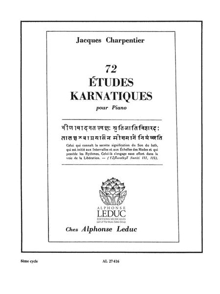 72 Etudes Karnatiques - 8e Cycle (piano Solo)