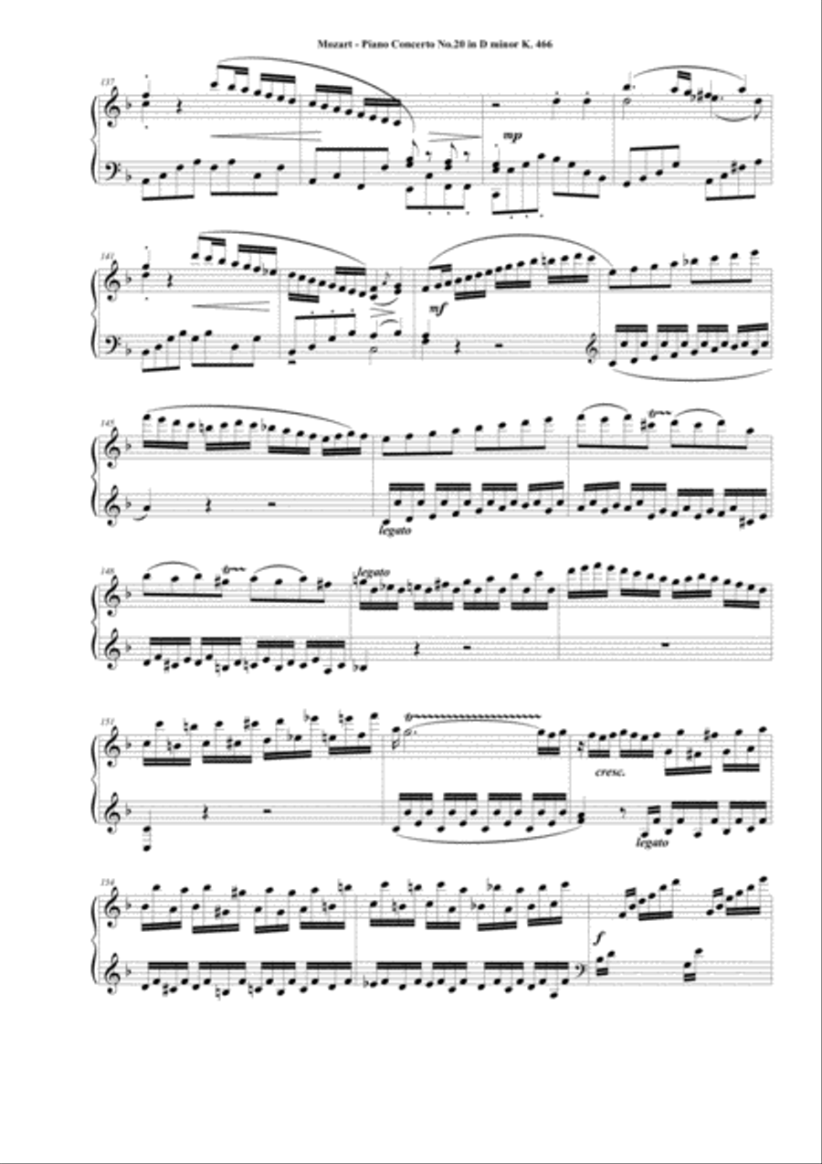 Mozart - Piano Concerto No.20 in D minor K 466 - Complete Piano version Piano Solo scores gallery preview page 6