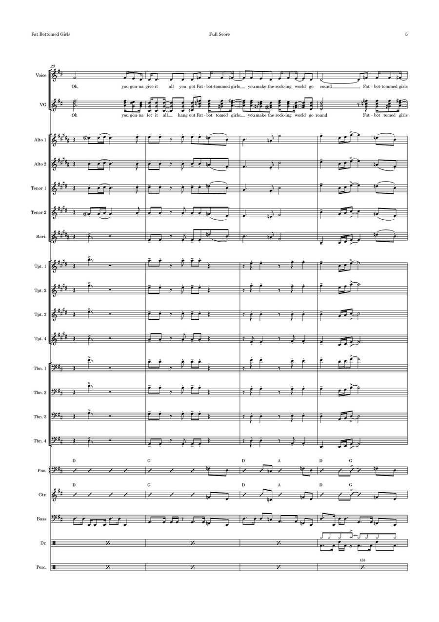 Fat Bottomed Girls Fat Bottomed Girls Jazz Ensemble scores gallery preview page 5