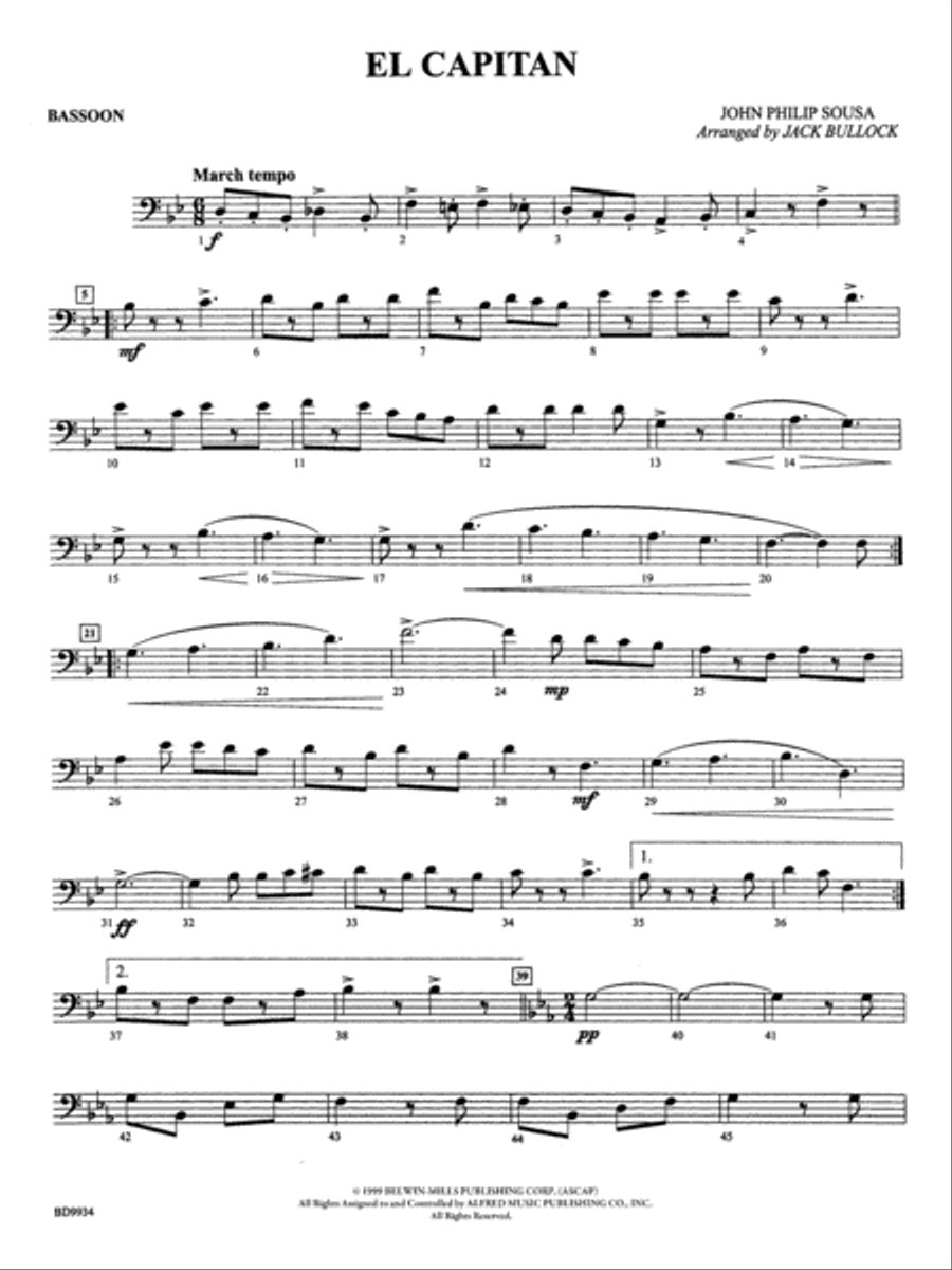 El Capitan: Bassoon Concert Band scores gallery preview page 1