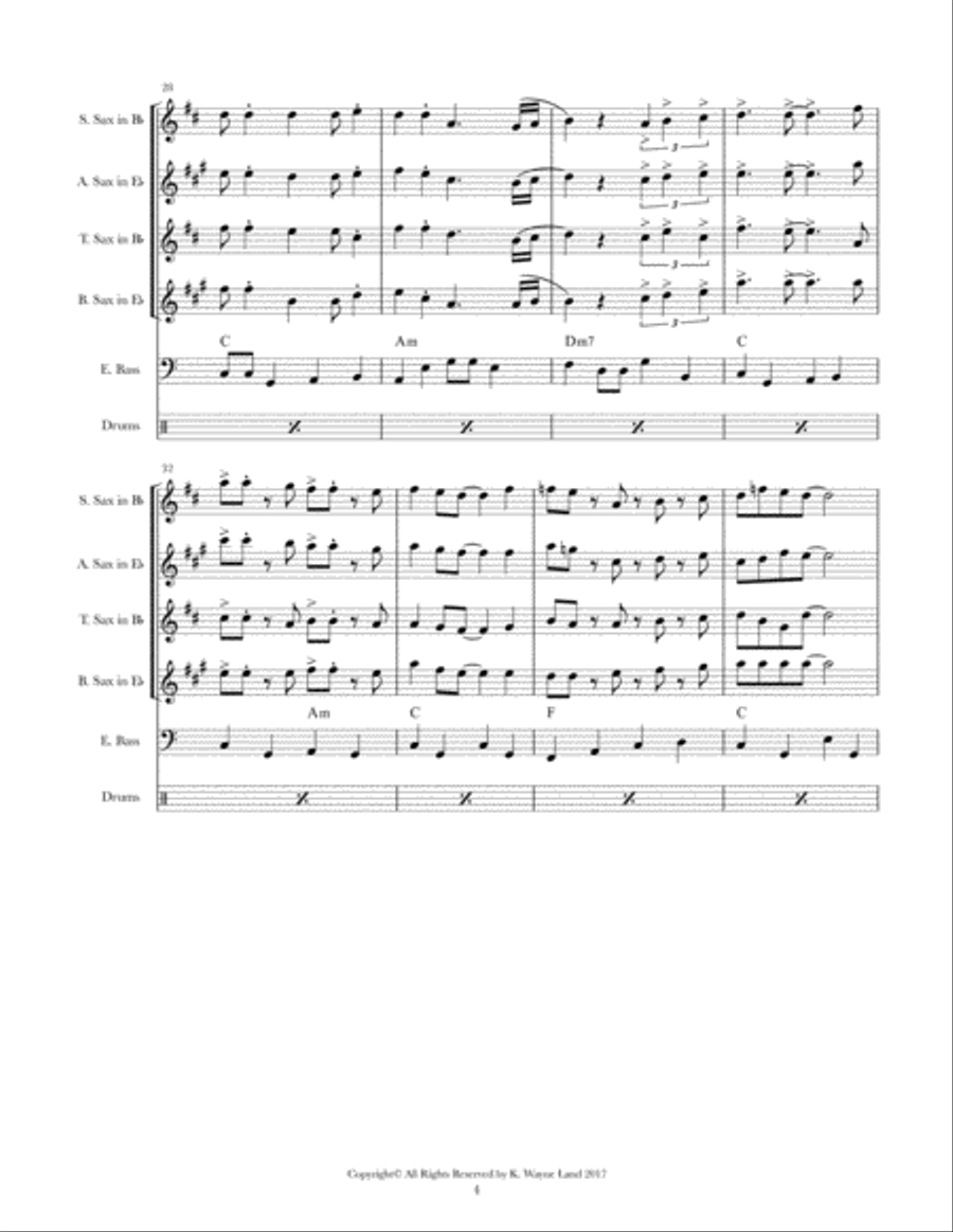 Good King Wenceslas (Variations for Jazz Saxophone Quartet) Saxophone Quartet scores gallery preview page 5