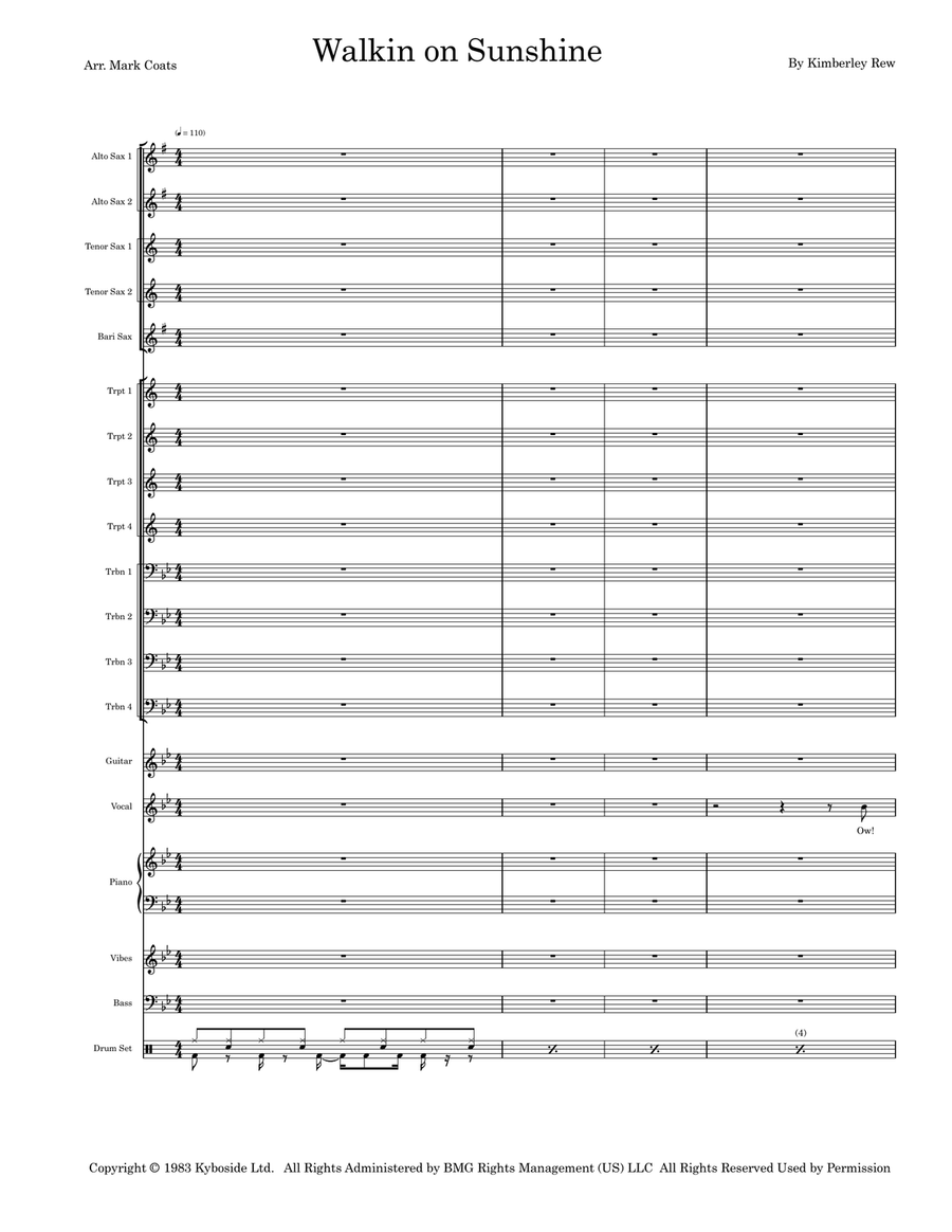 Walking On Sunshine Walking On Sunshine Jazz Ensemble scores gallery preview page 1