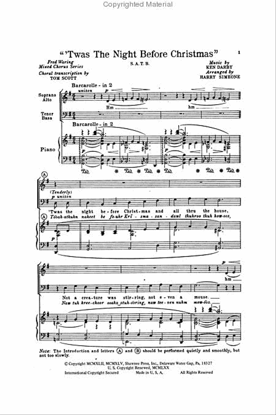'Twas the Night Before Christmas 4-Part scores gallery preview page 2