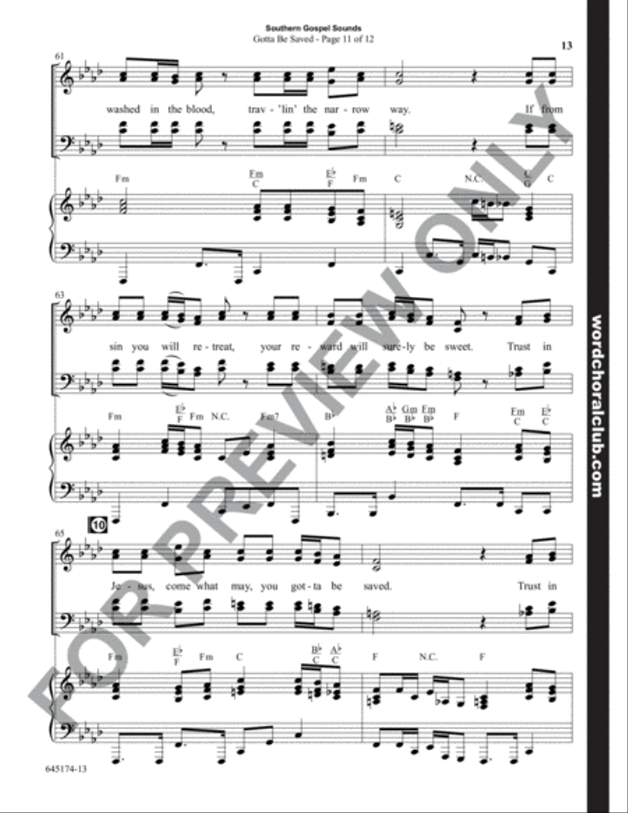 Southern Gospel Sounds - Choral Book 4-Part scores gallery preview page 14