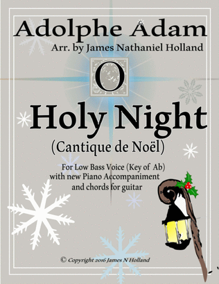 O Holy Night (Cantique de Noel) Adolphe Adam for Solo Low Bass Voice (Key of Ab)