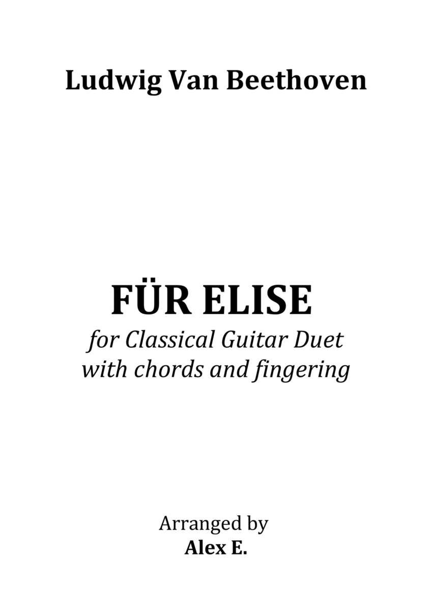 Für Elise - for Classical Guitar Duet with chords and fingering image number null