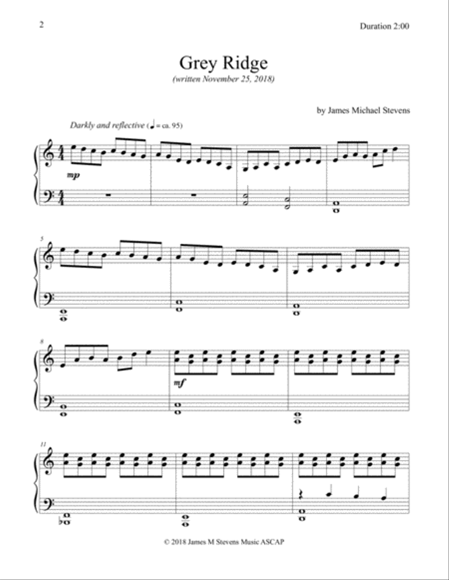 Grey Ridge Piano Solo scores gallery preview page 2