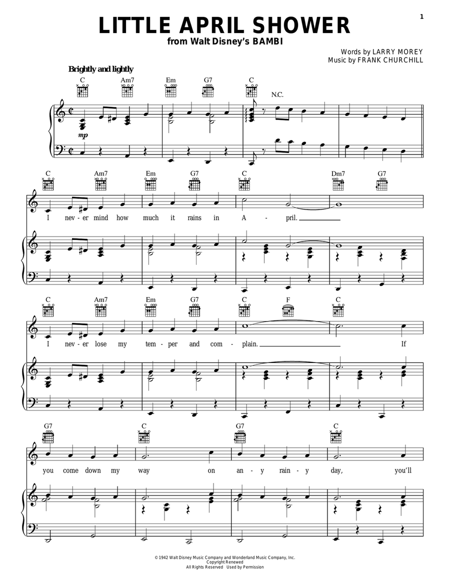 Little April Shower Little April Shower Piano, Vocal, Guitar scores gallery preview page 1