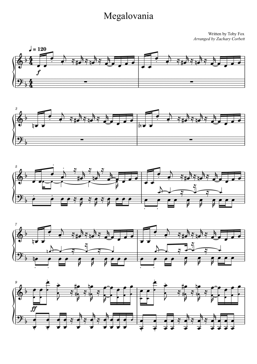 Megalovania Megalovania Piano Solo scores gallery preview page 1