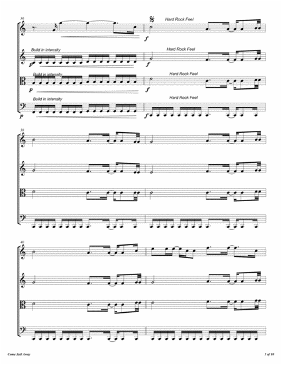 Come Sail Away String Quartet scores gallery preview page 6