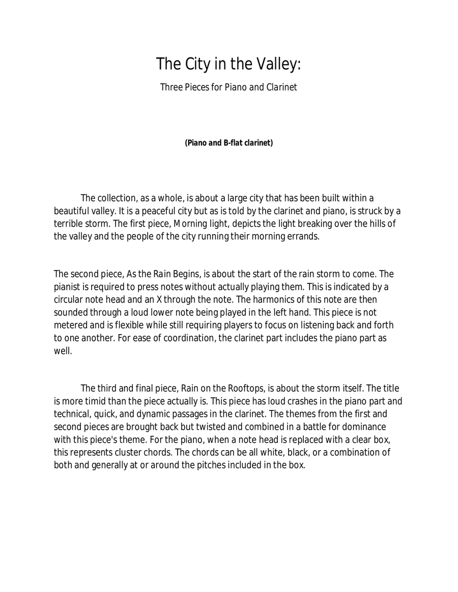 The City in the Valley: Three Pieces for Piano and Clarinet Clarinet Solo scores gallery preview page 2