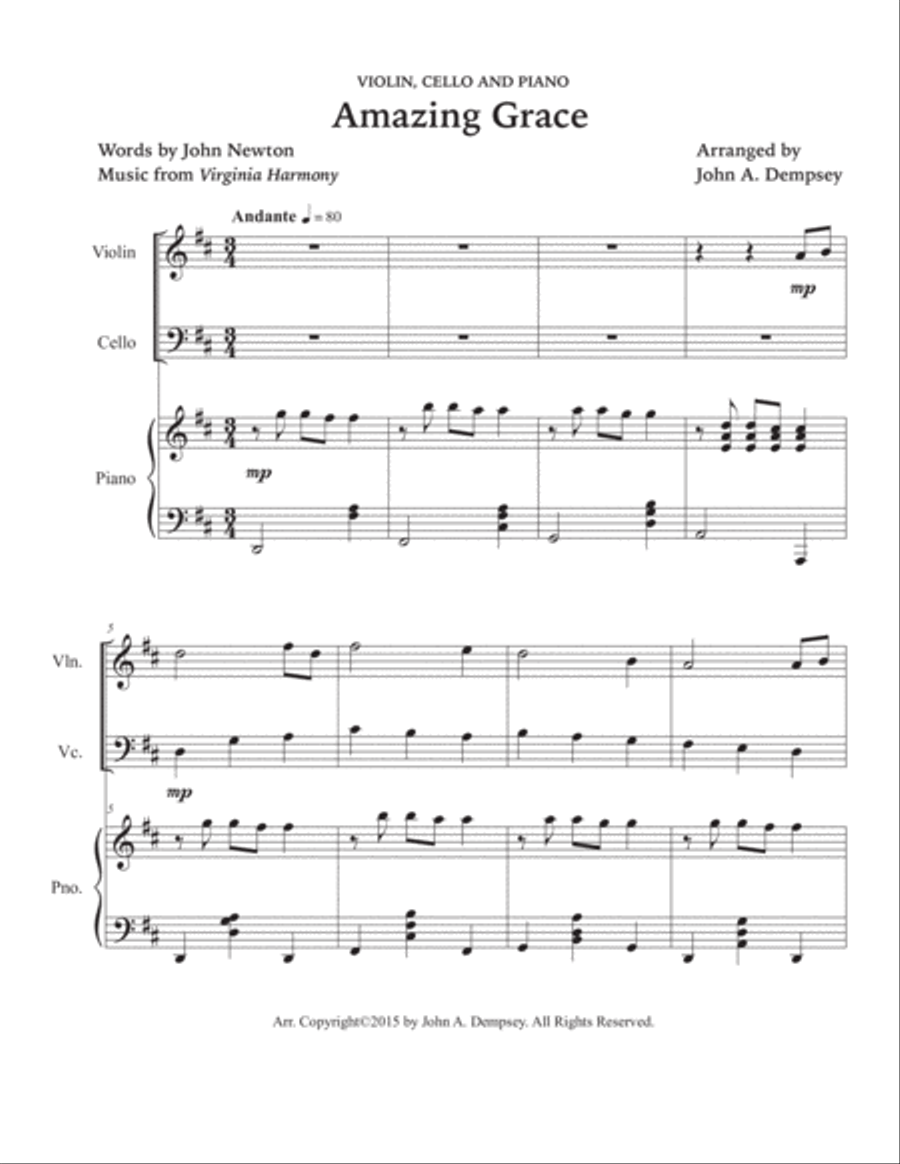 Amazing Grace (Piano Trio): Violin, Cello and Piano Piano Trio scores gallery preview page 5