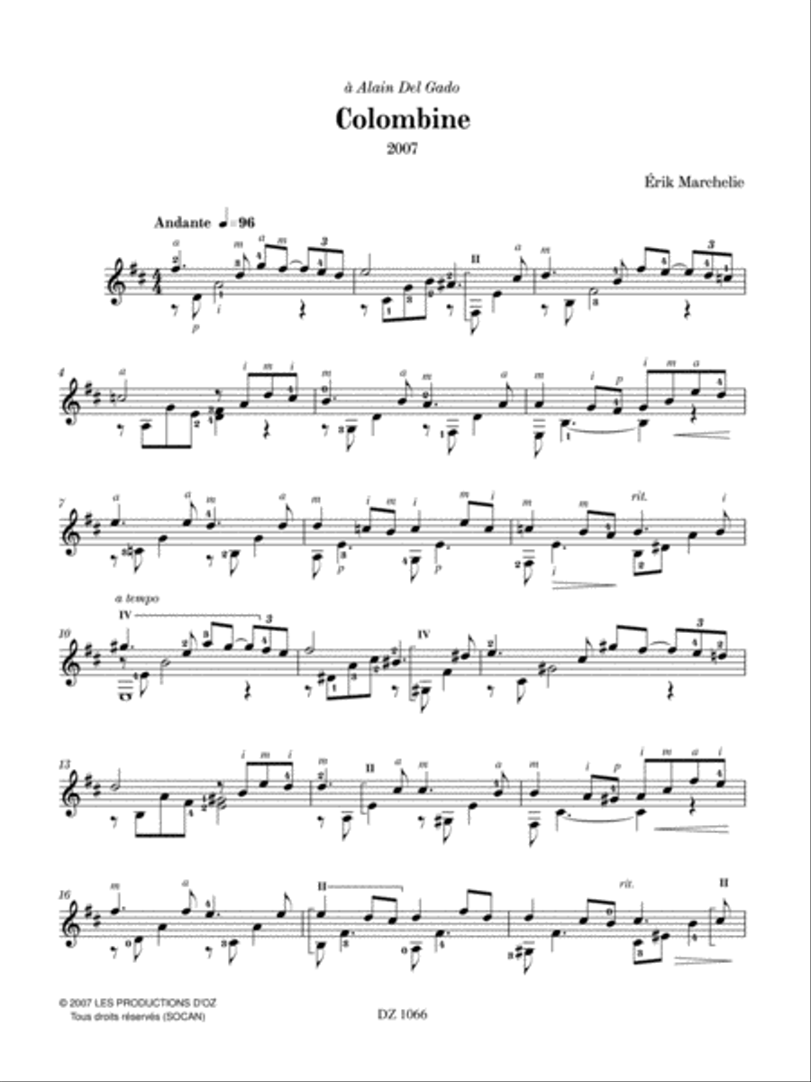 Colombine Classical Guitar scores gallery preview page 2