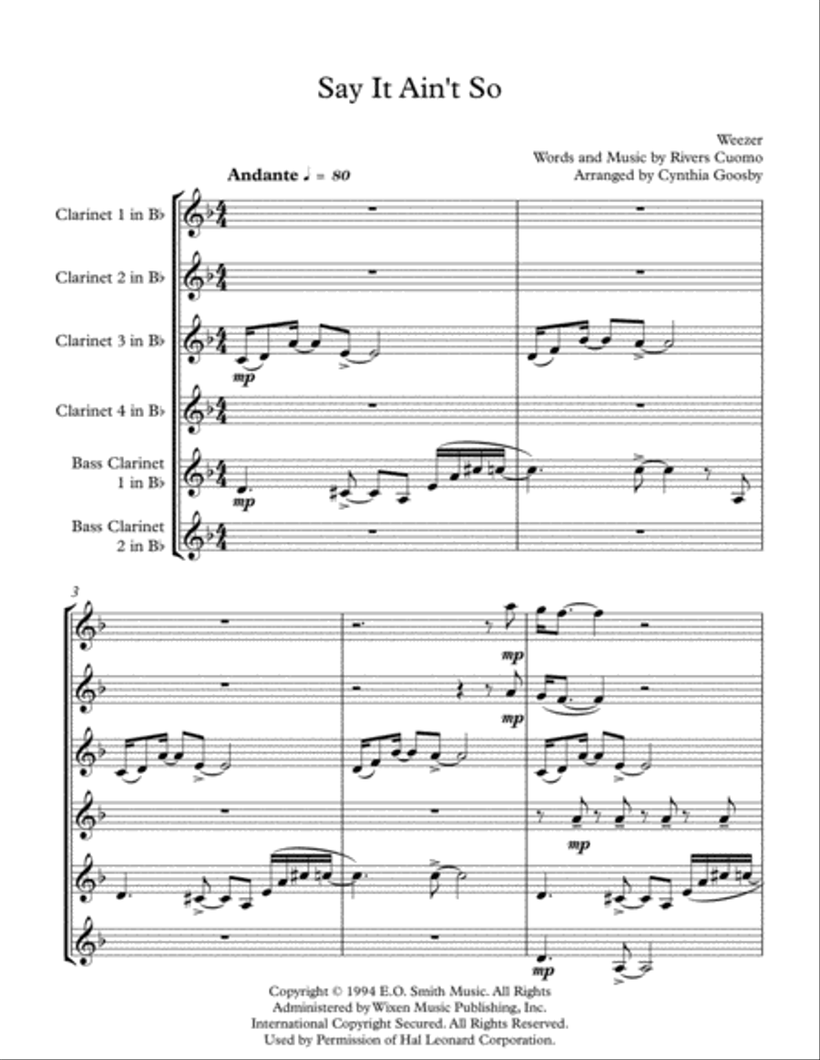 Say It Ain't So Say It Ain't So Woodwind Ensemble scores gallery preview page 1